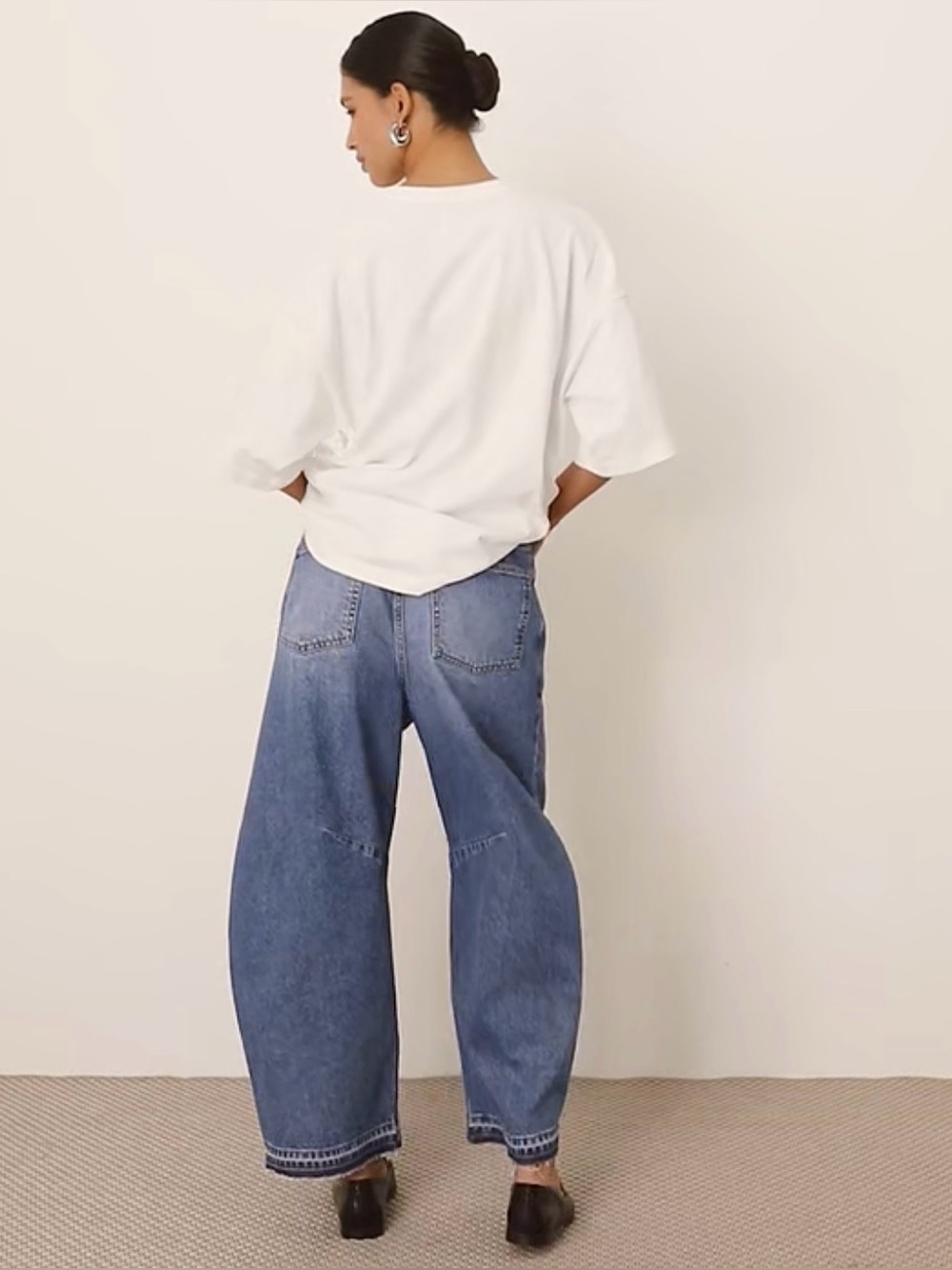 ASOS ARRANGE Sydney Off White/White Denim/Cotton Barrel Leg Jeans US 12 - Picture 2 of 15